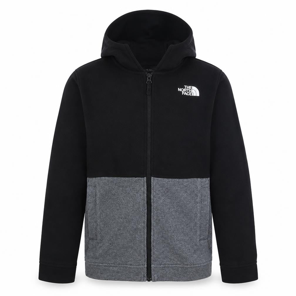 The North Face Boys Black Grey Full Zip Hoodie Size L Colourblock