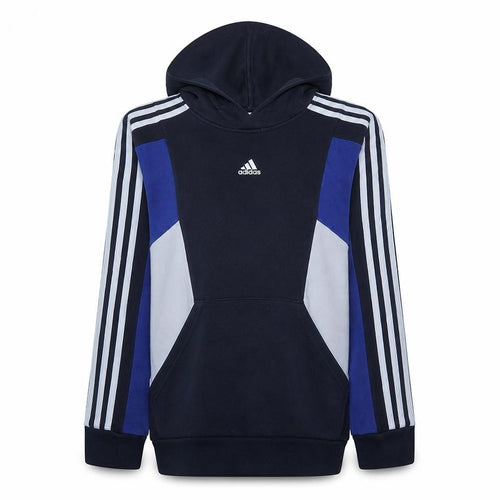 Adidas Boys Blue & Navy Hoodie 164 Full Sleeve Pullover Fleece Sweatshirt
