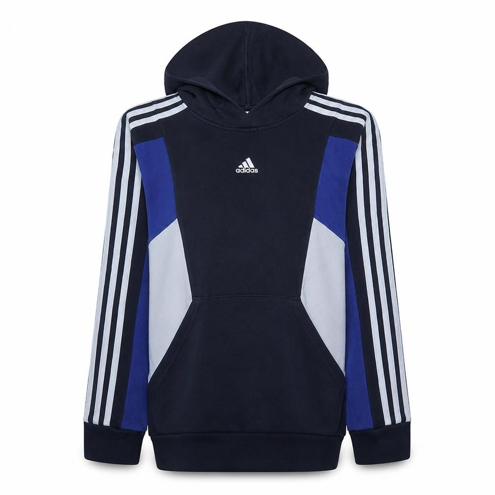 Adidas Boys Blue & Navy Hoodie 164 Full Sleeve Pullover Fleece Sweatshirt