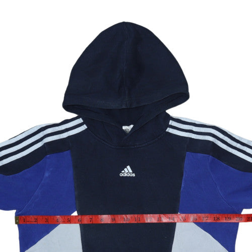 Adidas Boys Blue & Navy Hoodie 164 Full Sleeve Pullover Fleece Sweatshirt