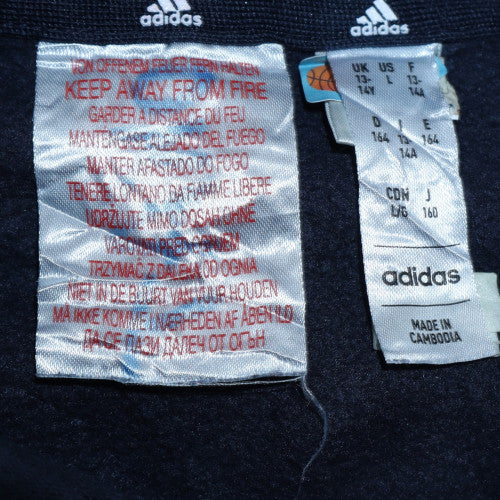Adidas Boys Blue & Navy Hoodie 164 Full Sleeve Pullover Fleece Sweatshirt