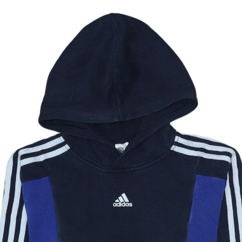 Adidas Boys Blue & Navy Hoodie 164 Full Sleeve Pullover Fleece Sweatshirt