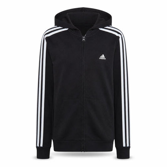 Front view of Adidas women’s black full zip hoodie, size UK 12-14, m sportswear