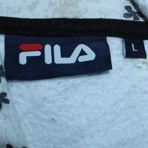 FILA Womens Grey Floral Logo Pullover Hoodie Size L