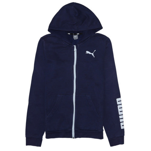 Puma Boys Navy Blue Full Zip Hoodie 13-14 Years Cotton Blend Sweatshirt