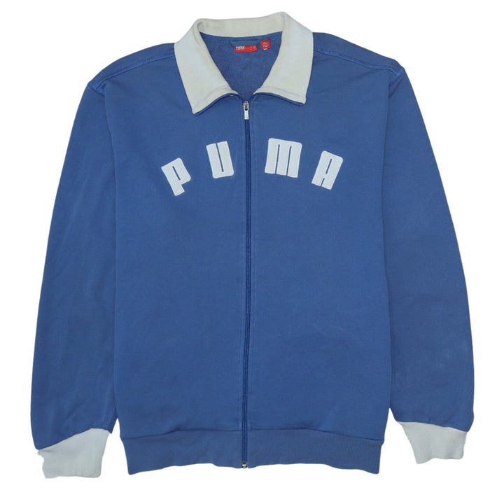 Puma Men's Blue XL Track Jacket Retro Full Zip Cotton Blend