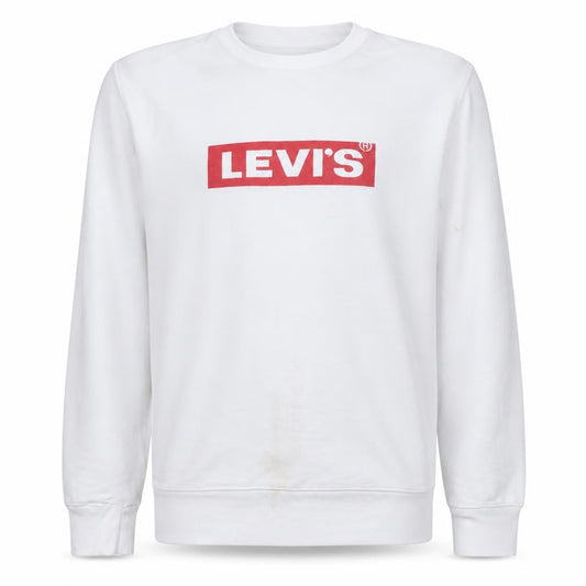 Front view of Levi's Men's White Graphic Logo Pullover Sweatshirt, size M