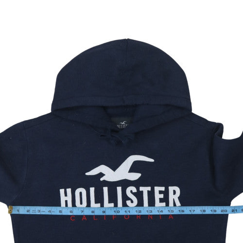 Hollister Men's Blue Pullover Hoodie XS Regular Fit Logo Fleece