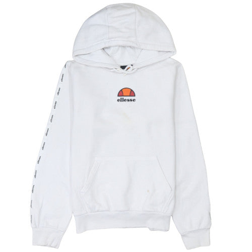 Ellesse Girls White 13-14 Years Pullover Hoodie with Logo Graphic Print
