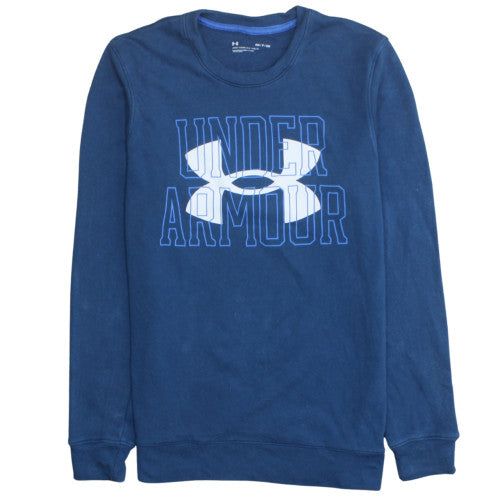 Under Armour Mens Blue Small Pullover Graphic Logo Sweatshirt