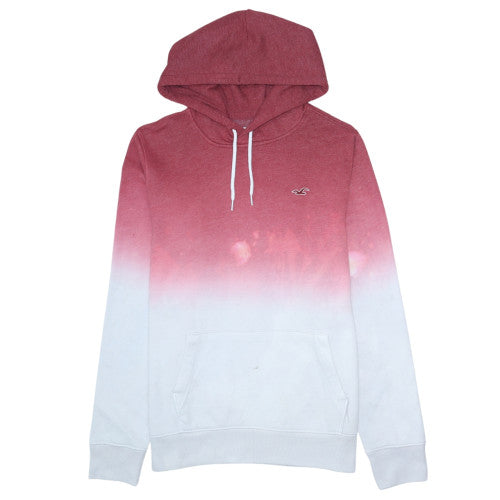 Hollister Men’s Red Ombre Pullover Hoodie Size L Fleece Cotton Blend