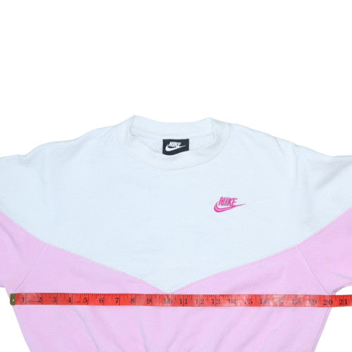 Nike Womens Pink & White Colourblock Crew Neck Pullover Sweatshirt Size S
