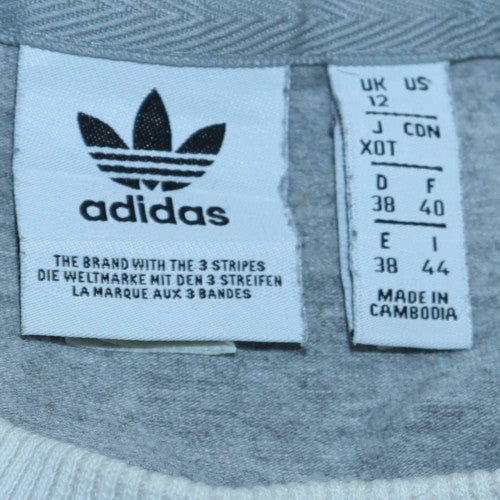 Adidas Women Grey Long Sleeve Sweatshirt UK 12 Crew Neck Pullover