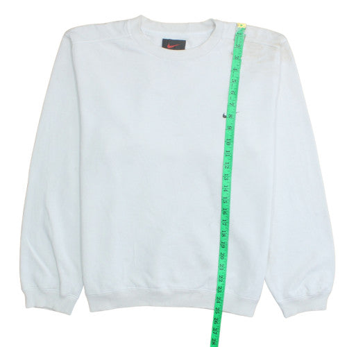 Nike Men's White Small Crew Neck Fleece Pullover Sweatshirt