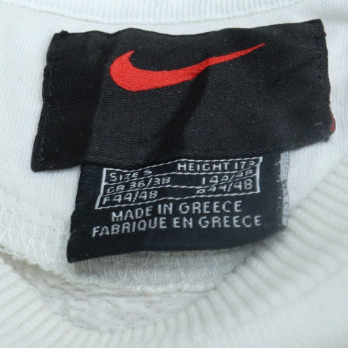 Nike Men's White Small Crew Neck Fleece Pullover Sweatshirt