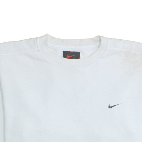 Nike Men's White Small Crew Neck Fleece Pullover Sweatshirt