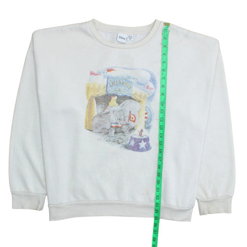 Disney Women White Dumbo Crew Neck Pullover Sweatshirt Size M