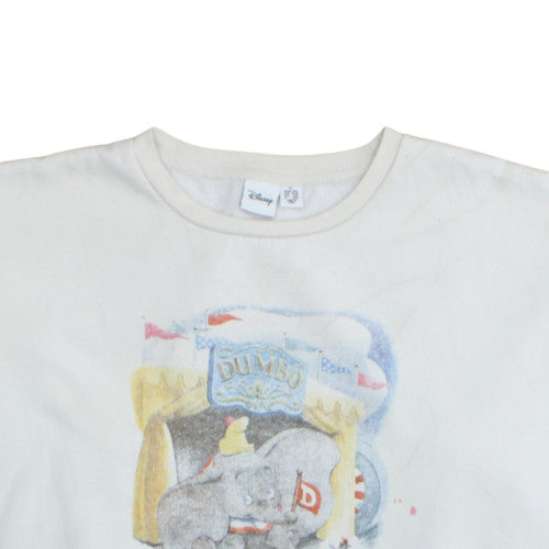 Disney Women White Dumbo Crew Neck Pullover Sweatshirt Size M