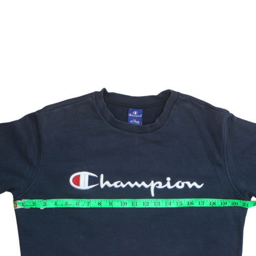 Champion Men's Blue Embroidered Logo Pullover Sweatshirt Medium