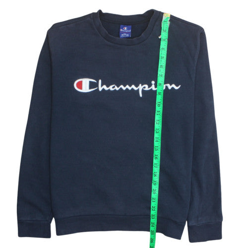 Champion Men's Blue Embroidered Logo Pullover Sweatshirt Medium