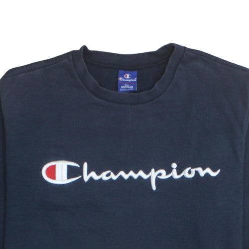 Champion Men's Blue Embroidered Logo Pullover Sweatshirt Medium