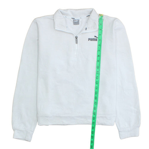 Puma Womens White 1/4 Zip Sweatshirt Medium Classic Fit