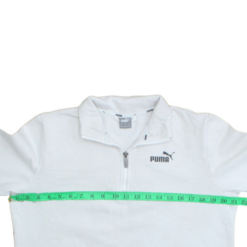 Puma Womens White 1/4 Zip Sweatshirt Medium Classic Fit