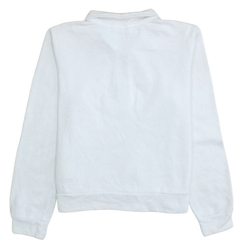 Puma Womens White 1/4 Zip Sweatshirt Medium Classic Fit