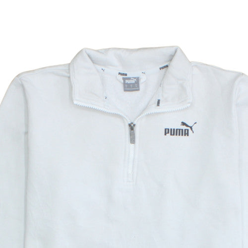 Puma Womens White 1/4 Zip Sweatshirt Medium Classic Fit