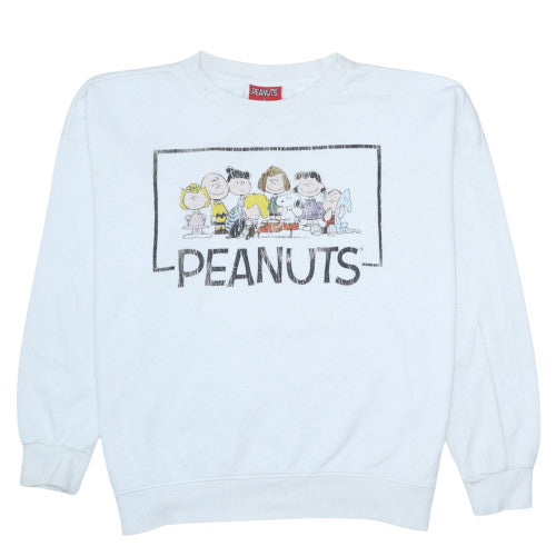Peanuts Women's White Pullover Sweatshirt L Graphic Crew Neck