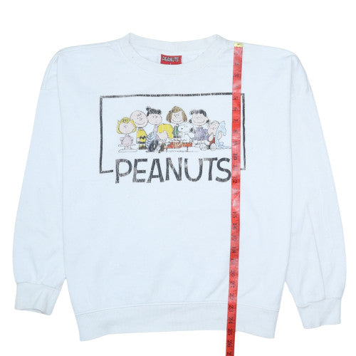 Peanuts Women's White Pullover Sweatshirt L Graphic Crew Neck