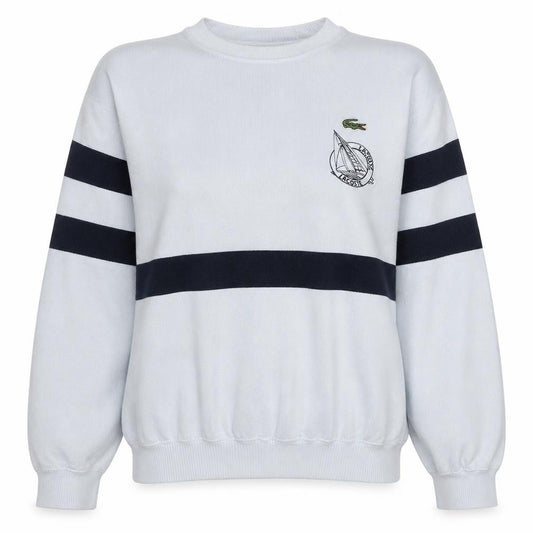 Lacoste Womens White Navy Crew Neck Pullover Sweatshirt Size M