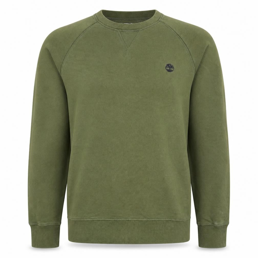 Front view of Timberland Men's Green Crew Neck Cotton Sweatshirt, size S