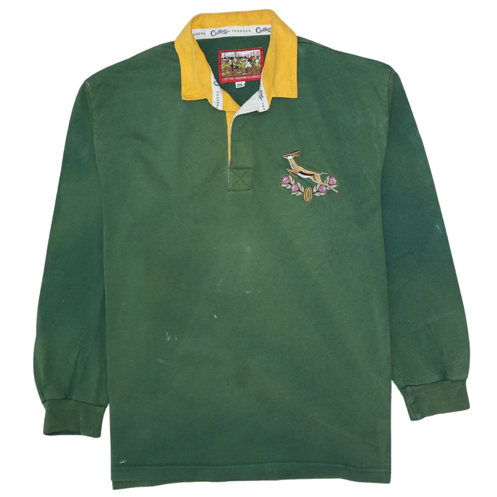 Cotton Traders Men's Green XL Embroidered Rugby Sweatshirt