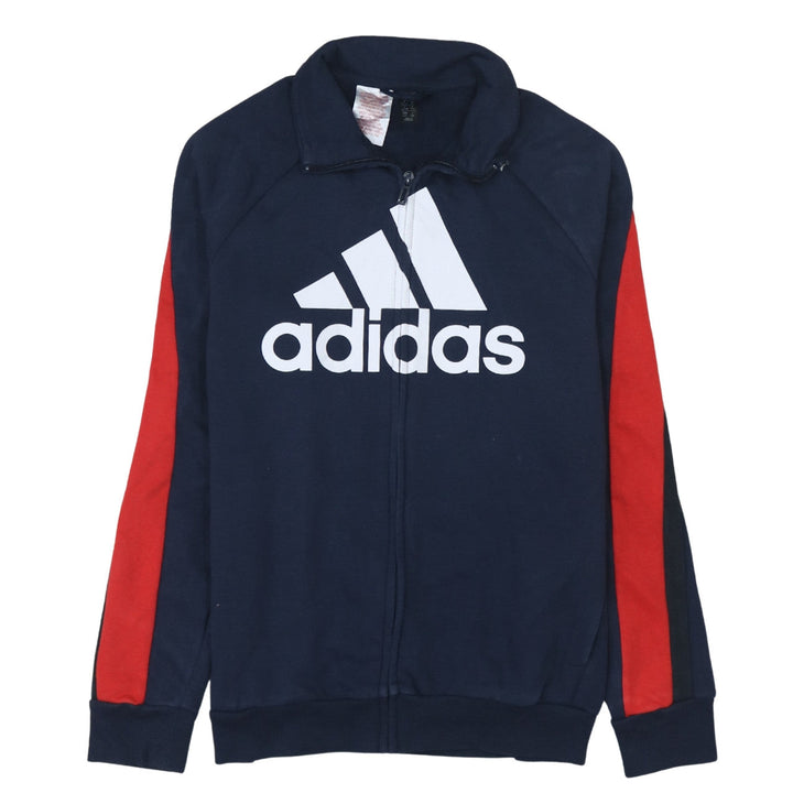 Adidas Boys Blue Track Jacket 13-14 Years Full Zip Cotton Blend Sportswear