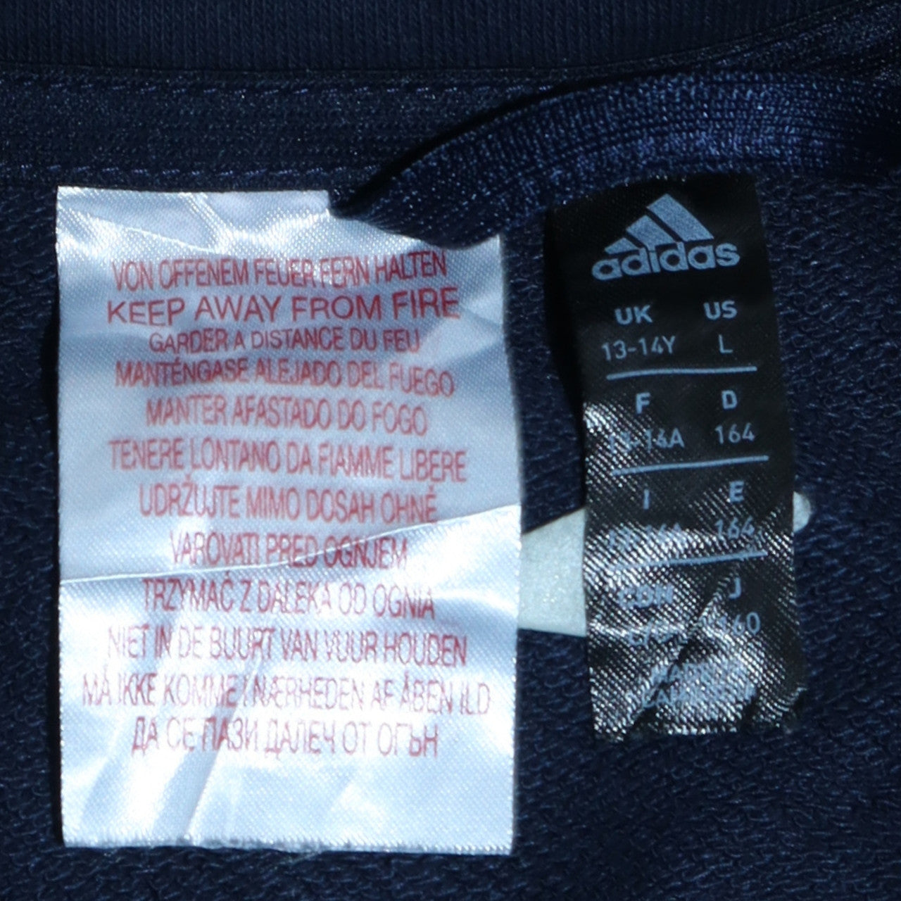 Adidas Boys Blue Track Jacket 13-14 Years Full Zip Cotton Blend Sportswear