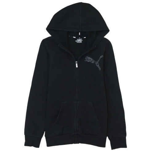 Puma Boys Black Full Zip Hoodie 13-14 Years Cotton Blend Casual Sweatshirt