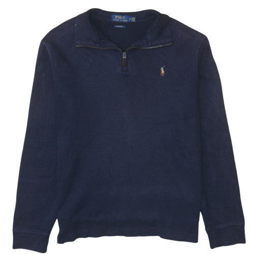 Ralph Lauren Men's Blue Cotton 1/2 Zip Jumper Size M