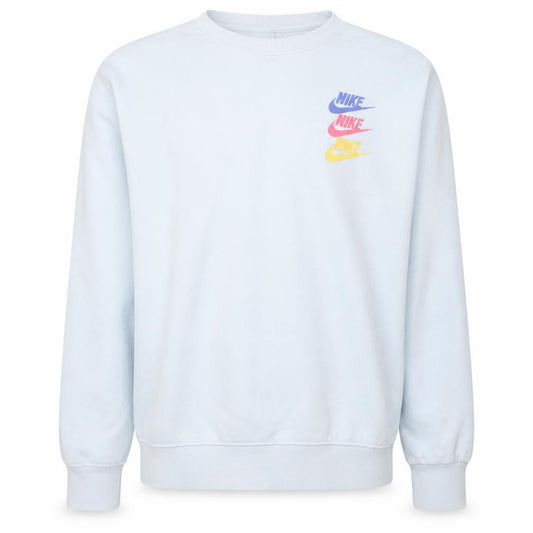 Front view of Nike Men's White Graphic Logo Pullover Sweatshirt, size M