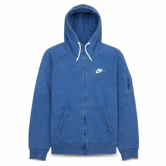 Front view of Nike men’s blue full zip hooded fleece hoodie m regular fit