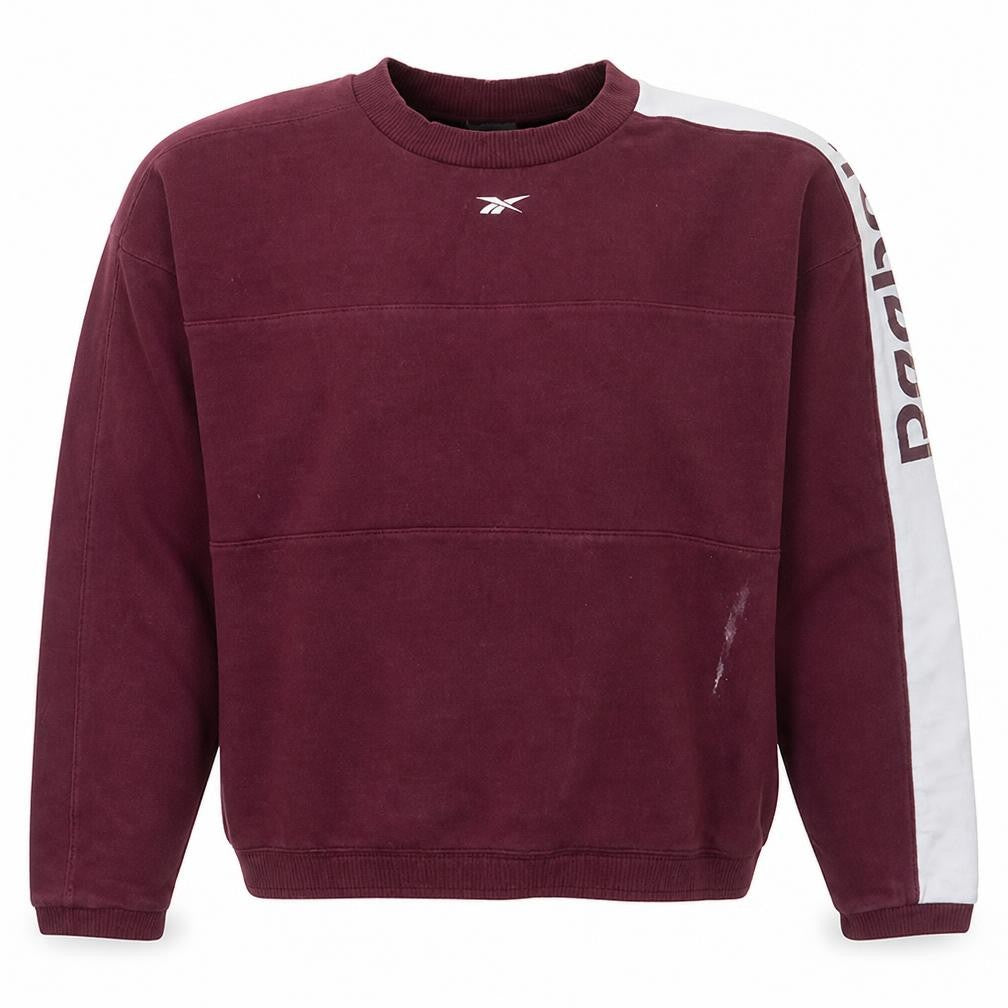 Front view of Reebok Women’s Burgundy Crew Neck Pullover Sweatshirt Medium