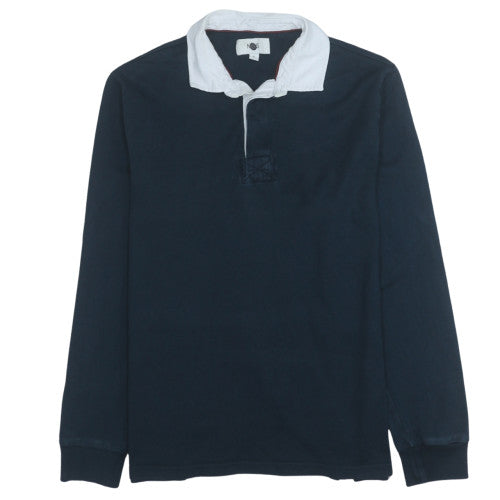 Marks and Spencer Men's Blue Collared Henley Sweatshirt XL