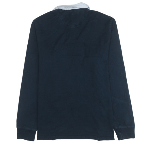 Marks and Spencer Men's Blue Collared Henley Sweatshirt XL