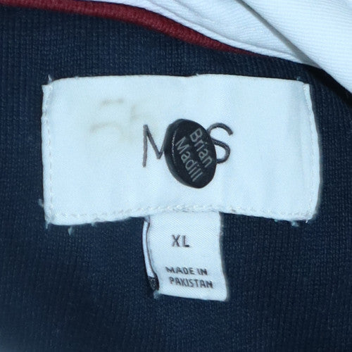 Marks and Spencer Men's Blue Collared Henley Sweatshirt XL