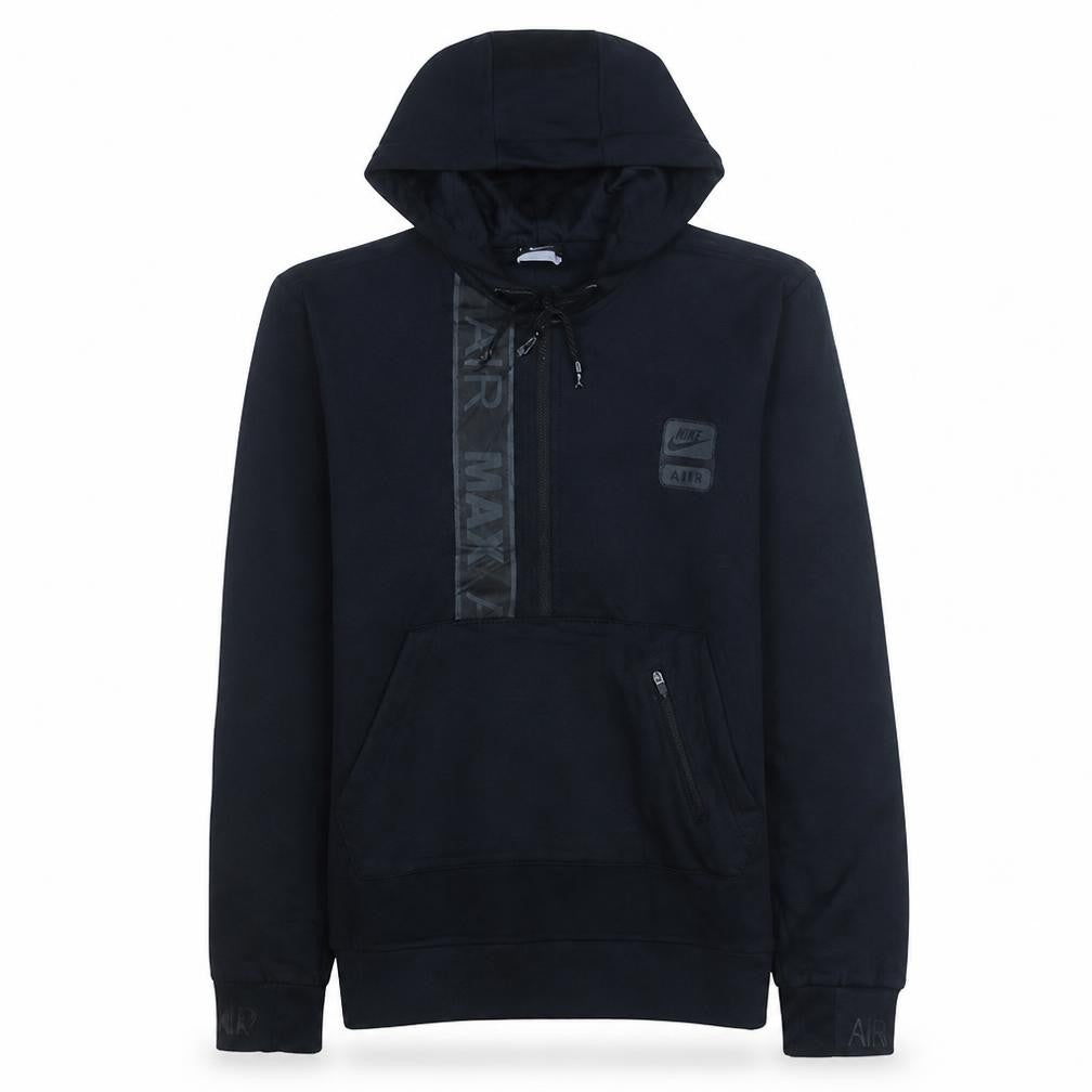 Front view of Nike Men's Black Air Max Hooded Pullover Sweatshirt M