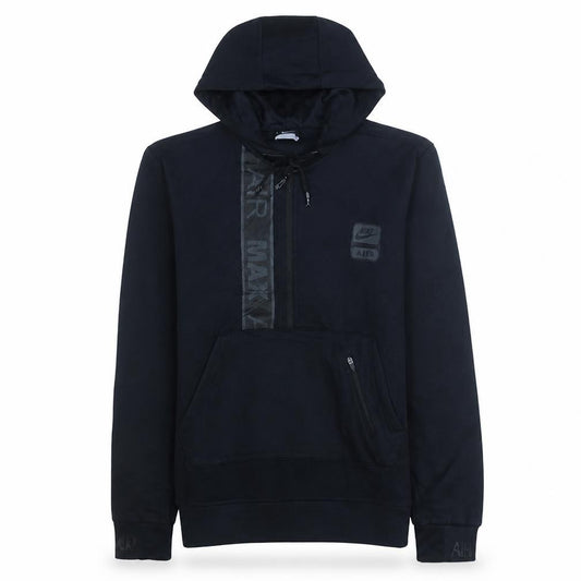 Front view of Nike Men's Black Air Max Hooded Pullover Sweatshirt M