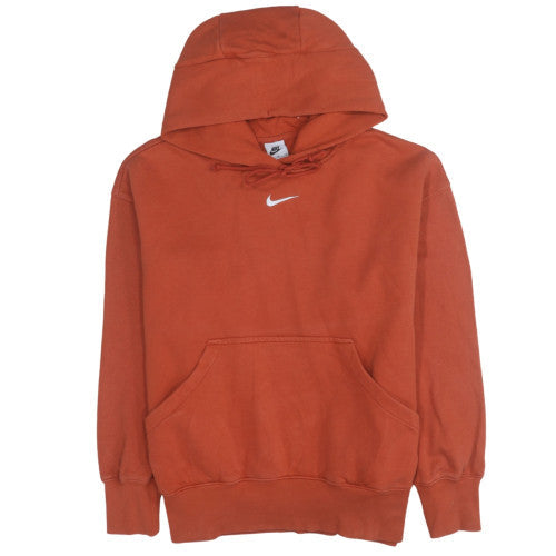 Nike Men's Orange Pullover Hoodie M Cotton Blend Athletic Style