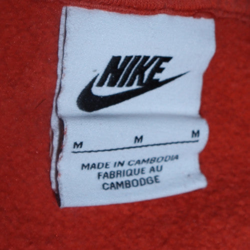 Nike Men's Orange Pullover Hoodie M Cotton Blend Athletic Style