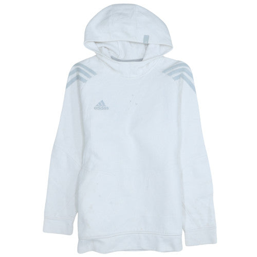 Adidas Men's White Pullover Hoodie L Fleece Sports Sweatshirt