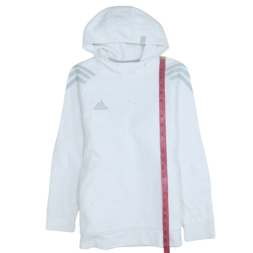 Adidas Men's White Pullover Hoodie L Fleece Sports Sweatshirt